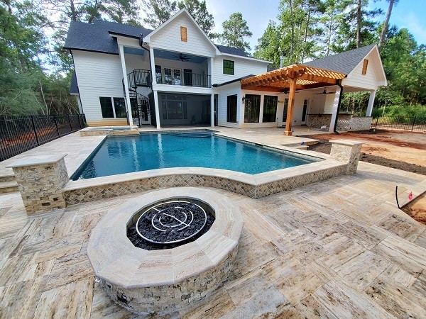 Outdoor living area with pool
